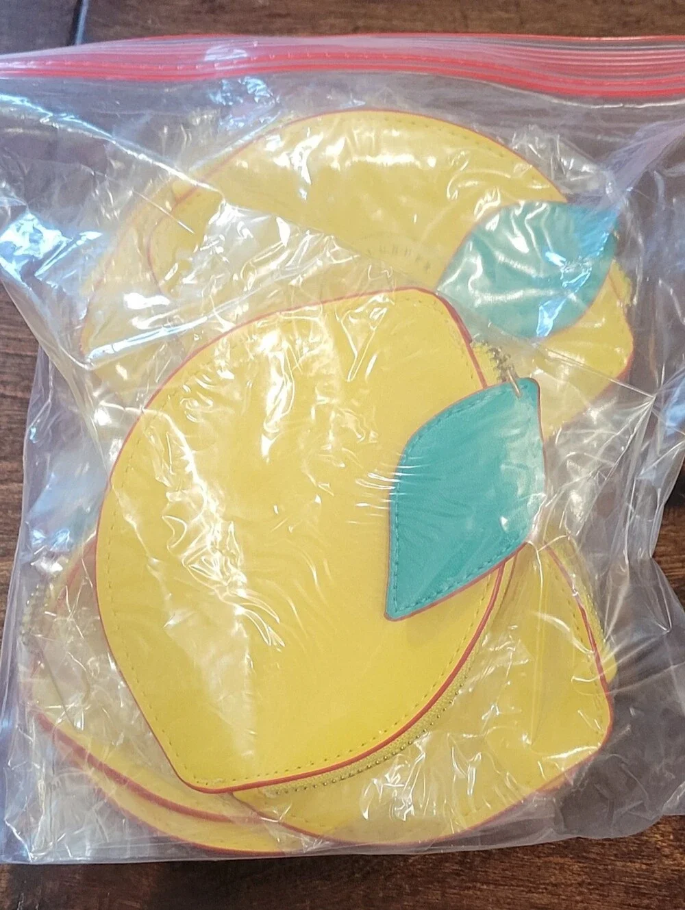 (12) PLUNDER Zippered Faux Leather Lemon Coin Purses